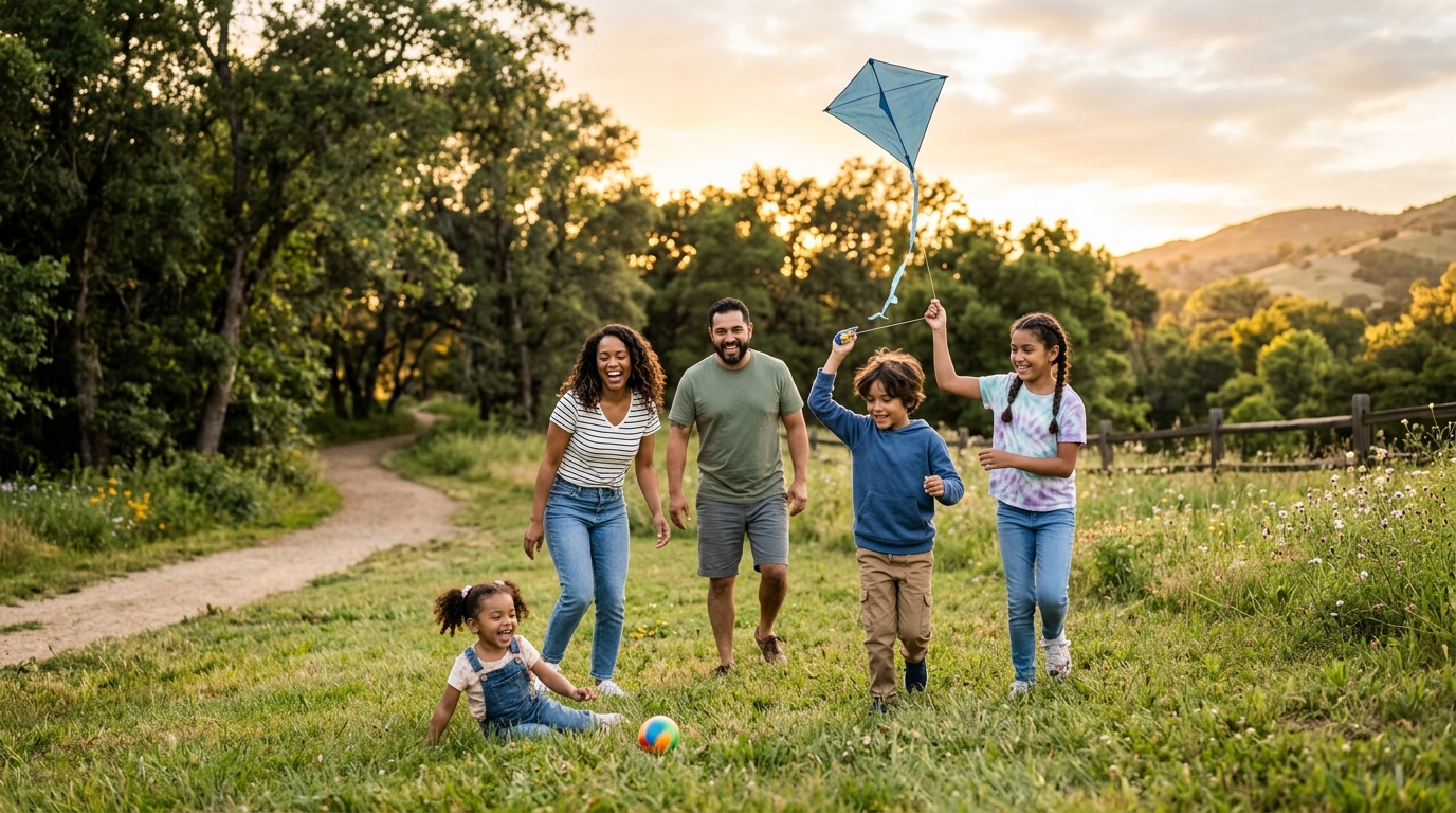 Family enjoying outdoor active play with kids in a sunny backyard - why is just hanging out outside with you